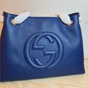 Gucci Navy Leather Shoulder Bag
